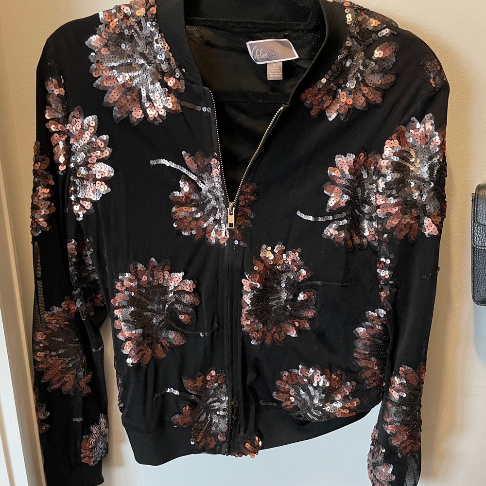Pink flower sequin jacket